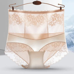 High Waisted Compression Underwear for Women Summer Sexy Lace Ultra-thin Seamless Antibacterial Triangle Pants Daily Life