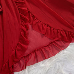 Transparent Red Lace See Through Nightdress Women's Sexy Lingerie Underwear Sleepwear Panty Pijamas Sets Nighty