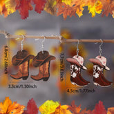 2 pairs/sets, featuring a combination design of western cowboy boots and hats, vintage western-style women's accessories, suitab
