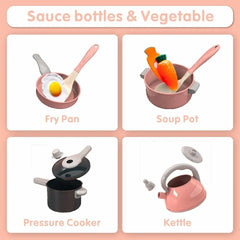 Kids Kitchen Toys Set 92/69/59 PCS Play Kitchen Accessories Kit with Play Pots Pretend Food Cooking Toy Toddler Girls Boy Gift