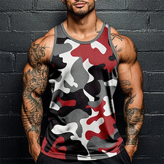 Summer Men Classic Camo Print Fitness Tank Top Gym Sports Loose Breathable Soft Sleeveless Top Fashion Simple Men's Vest Tee