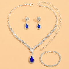 4 Pieces Of Women's Wedding Accessories, Earrings, Necklaces, Bracelets, Bridal Jewelry Sets, Banquet And Party Accessories-8071