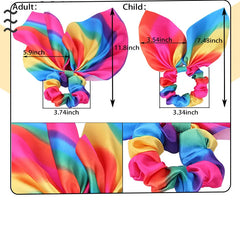 Hair Accessories with Bow Hair Ties Girls Women Elastic Hair Rubber Bands Elastic Rainbow Ribbon Hair Scrunchie Ponytail Holders