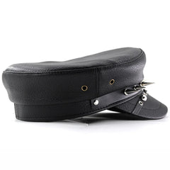 Women's Accessories Black Pu Leather Flat Top Captain Military Caps Women's Trendy Beret