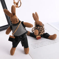 Kids Cloth Animal Doll Pendant Boys Bag Pendant Decoration Girls Car Accessories Lady Rabbit Keychains Korean Style Key Ring
