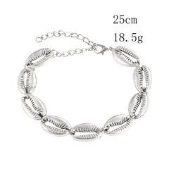 Bohemian Alloy Sea Shell Beads Bracelet for Women Adjustable Rope Bangle Ocean Wristband Statement Summer Beach Jewelry Gifts