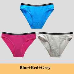 Women Underwear Ladies Panties Cotton Low Rise Solid Cute Bow Soft Breathable Briefs 3 Pcs/lot