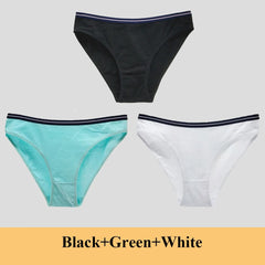 Women Underwear Ladies Panties Cotton Low Rise Solid Cute Bow Soft Breathable Briefs 3 Pcs/lot