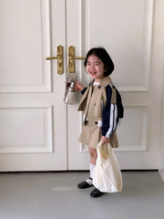 Children Clothing Set Girls Korean Style 2024 New Fashionable Spring and Autumn Suits Girls Baby Coat Short Skirt Two Piece Set