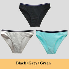 Women Underwear Ladies Panties Cotton Low Rise Solid Cute Bow Soft Breathable Briefs 3 Pcs/lot