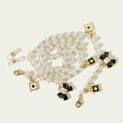 Black White Bow Pearl Glasses Chains Sunglasses Accessory for Women Lanyards Accessories