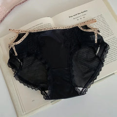Women's Panties Soft Sexy Lace Semi-transparent Briefs Breathable Mid Waist Color Spelling Comfortable Thin Underwear Intimates