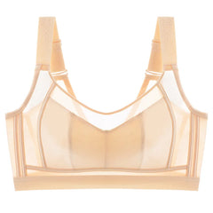 Women Large Size Underwear Full Cup Thin Bra Summer Ultra-thin Anti-Sagging Minimizer Push Up