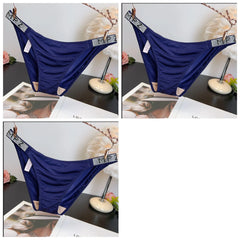 Soft Smooth French Diamond-encrusted Women's Underwear Low Waist Comfortable Cotton Crotch Breathable Triangular Pants High-end