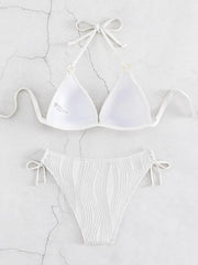 Sexy Bikini 2025 Women White Black Lace Up Backless Padded Micro Swimsuit Push Up Beach Bathing Suit Tie Side Thong Swimwear