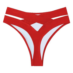 Women Sexy High Waist Swimming Briefs Solid Color Back Cutout Swim Trunks Bikini Bottom Swimwear Beachwear Brazilian Bikini