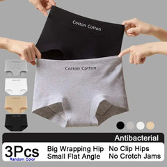 3Pcs Underpants Comfortable Simple Briefs Mid Waist Panties Seamless Underwear Cotton Crotch Underwear for Women Gifts