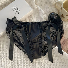 Women Sexy Lace Panties Underwear Satin Mesh Low Rise Hollow Briefs Thong