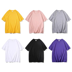 2024 Summer Short Sleeve T Shirts Solid Color T-shirt O Neck Casual Loose T Shirt Base Top Tee Oversize Students Street T-shirt
