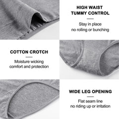 High Waisted Postpartum Underwear Womens Cotton Underwear Soft Breathable Full Coverage Stretch Panties 4pcs/pack