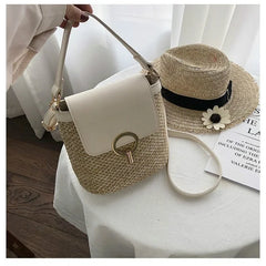 Beach Vacation Woven Women's Bag 2023 New Fashion Trend Korean Version Versatile Fashion Handheld Crossbody Bucket Bag