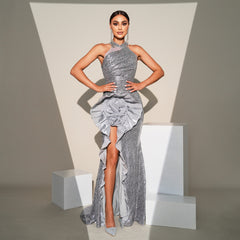 Sleeveless Cold-shoulder Banquet Sequined Sheath Dress - kinko