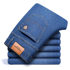 Fleece-lined Men's Loose Straight Plus Size Jeans - kinko