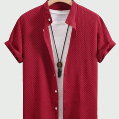 Summer Men's Breathable Casual Stand Collar Shirt Solid Color - kinko