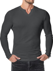 Fall Winter Men T-shirt Solid Color Casual Fashion Men's Long Sleeve