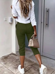Pleated Detail Pants with Pockets - kinko