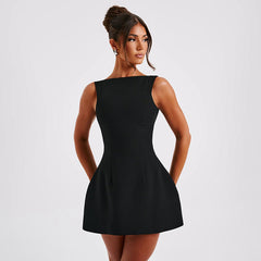 Sexy Slim-fitting Backless Dress Summer Sleeveless Short Dresses - kinko