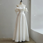Satin Light Wedding Dress Bride French Super Fairy - kinko