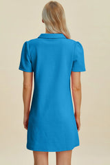 Double Take Full Size Texture Short Sleeve Dress - kinko