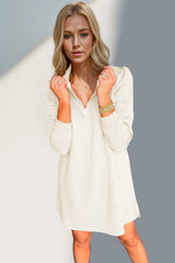 Double Take Textured Quarter Zip Long Sleeve Dress - kinko