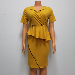 Women's Ruffled Short Sleeves Sexy Sheath Dress - kinko