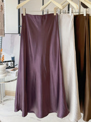 Simple Graceful Draping Acetate Satin Fishtail Skirt For Women - kinko