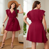 Summer Plus Size Ladies Deep V Party Dresses - kinko