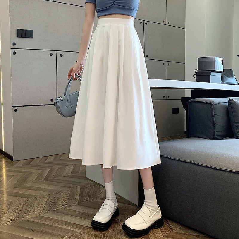 Simple Casual Slimming Mid-length High Waist Skirt - kinko