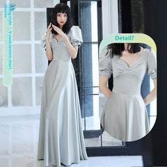 2024 Avocado Green Sisters Group Dress Skirt Women Satin Spring - kinko