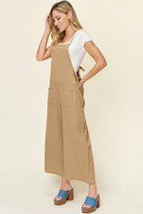 Double Take Full Size Texture Sleeveless Wide Leg Overall - kinko