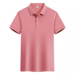 ICE Cotton Single Side Color Secondary Collar Lapel Short Sleeve Polo Shirt - kinko