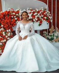 Ball Gown Wedding Dress Long Sleeves Bridal Gown - kinko