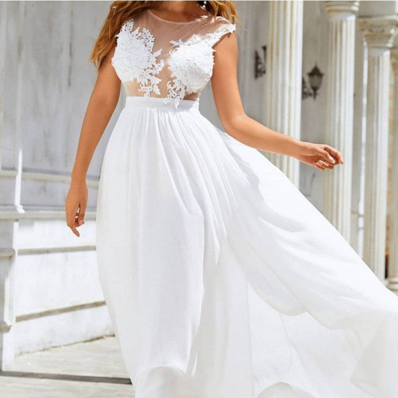 Chiffon Lace Trailing Wedding Large Swing Dress - kinko