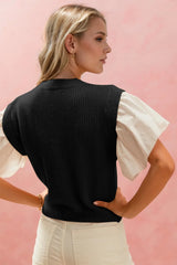Oh Full Size Ruffled Round Neck Short Sleeve Sweater - kinko