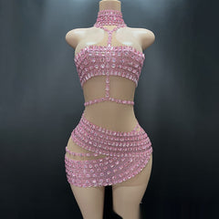 High-end And Fashionable Rhinestone Tube Top Short Skirt Top Vest - kinko
