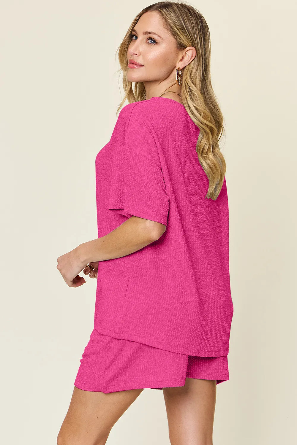Double Take Basic style Round Neck Solid Set - kinko
