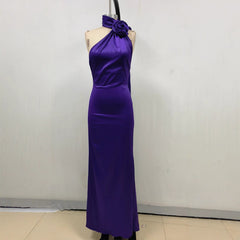 Fitted High Waist Pure Color Holder Evening Dress - kinko