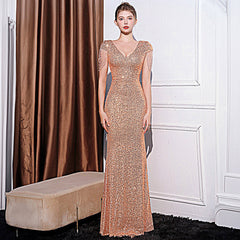 Sequined Slim Fit Slimming Long Dress Women - kinko