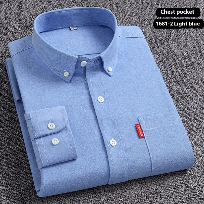 Pure Cotton Washed Oxford Woven Shirts Men - kinko