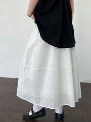 Yellow Skirt High Waist Slimming A- Line Skirt Loose Cover - kinko